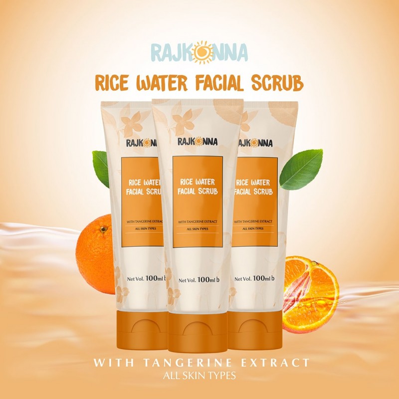 Rajkonna Rice Water Facial Scrub with Tangerine Extract – 100 ml