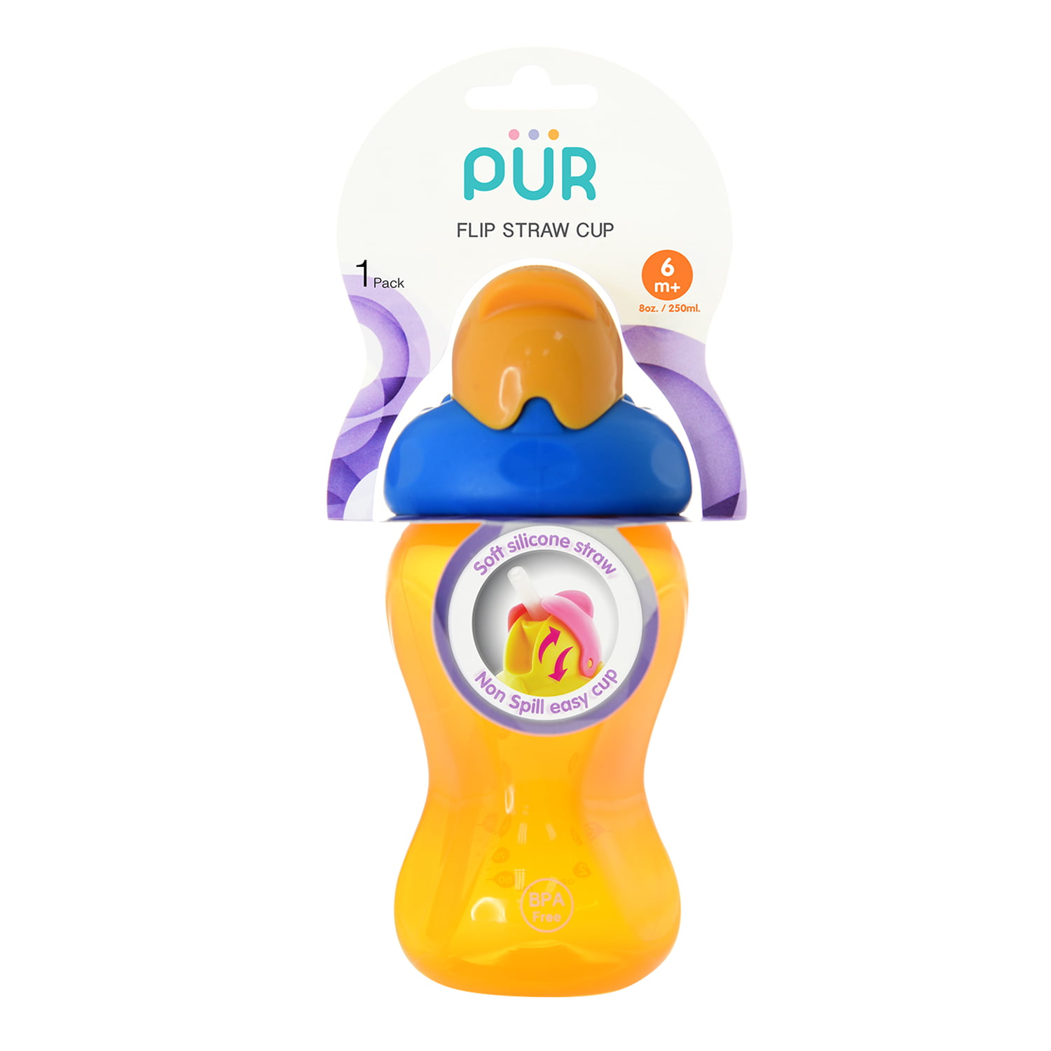 PUR Flip Flap Straw Cup – 250ml (8 oz)